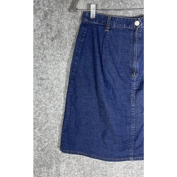 Isaac Mizrahi For Target A-Line Front Slit Jean Skirt Womens Size 8 Stretch Blue - Picture 7 of 9